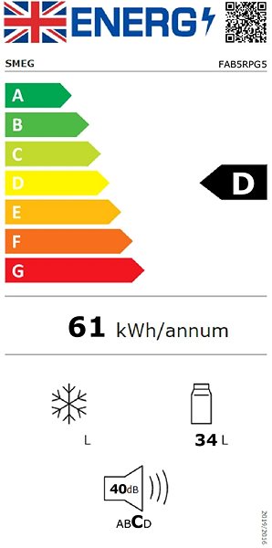 Refrigerator SMEG FAB5RPG3 Energy label