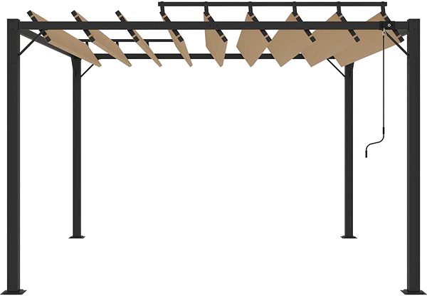 Záhradný altánok Shumee Altánok s lamelovou strechou 3 × 3 m taupe tkanina a hliník ...