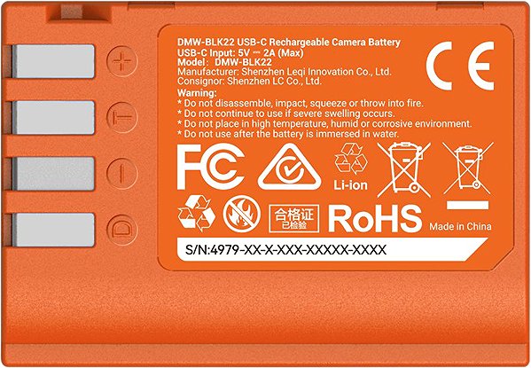 Kamera-Akku SmallRig 4979 USB-C DMW-BLK22 Orange ...