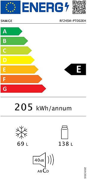 Refrigerator Snaige RF24SM-PT002EH Energy label