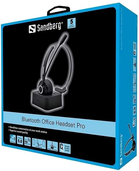 Vezeték nélküli fül-/fejhallgató Sandberg Bluetooth Office Headset Pro, fekete ...