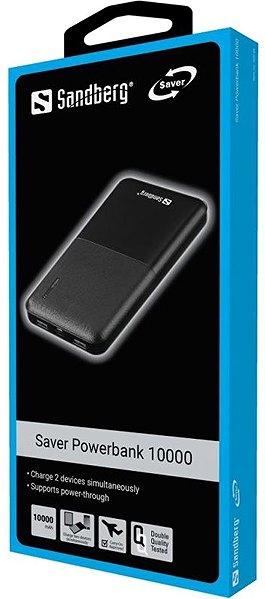 Power Bank Sandberg Saver Powerbank 10000 mAh, 2x USB-A, black ...
