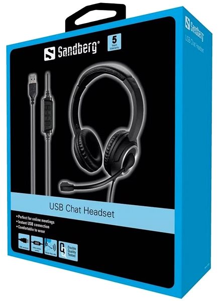 Slúchadlá Sandberg USB Chat Headset s mikrofónom, čierne Obal/škatuľka