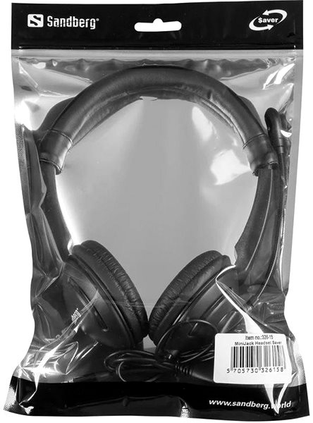 Slúchadlá Sandberg MiniJack SAVER headset s mikrofónom, čierne Obal/škatuľka