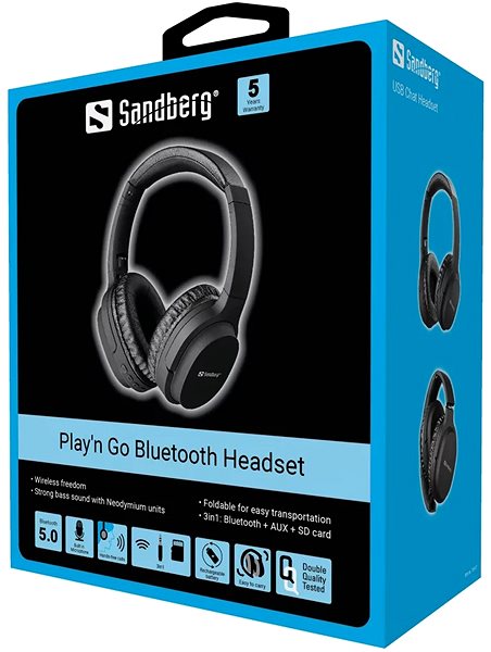 Bezdrátová sluchátka Sandberg Bluetooth Headset Play'n Go, černá Obal/krabička