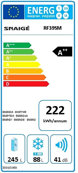 Refrigerator SNAIGE RF39SM-P1CB22 Energy label