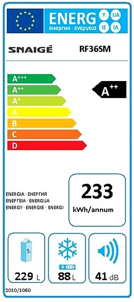 Refrigerator SNAIGE RF36SM-P1CB27 Energy label