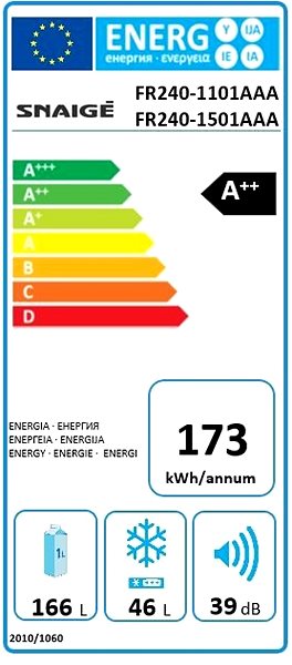 Refrigerator SNAIGE FR240-1501AAA Energy label
