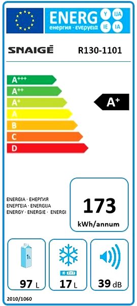 Small Fridge SNAIGE R130-1101AA Energy label