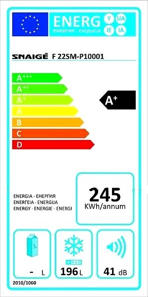 Upright Freezer SNAIGE F22SM-P10001 Energy label