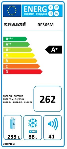 Refrigerator SNAIGE RF36SM S10021 Energy label