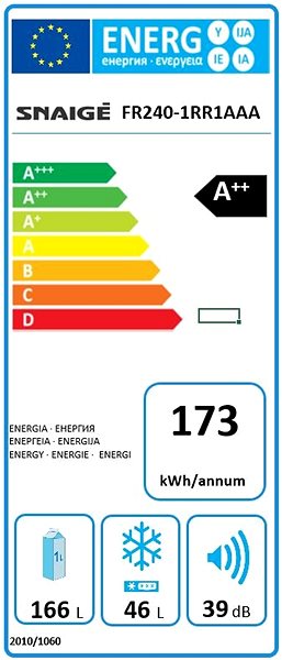 Refrigerator SNAIGE FR240-1RR1AAA J3 Energy label
