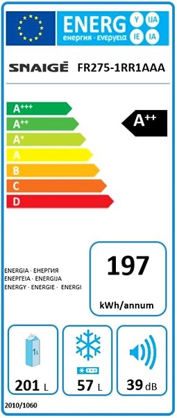 Refrigerator SNAIGE FR275 1RR1AAA C3 Energy label