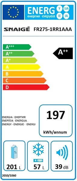 Refrigerator SNAIGE FR275 1RR1AAA C3 Energy label