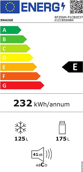 Refrigerator SNAIGE RF35SM-P1CB2E Energy label