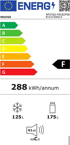 Refrigerator SNAIGE RF57SG-P5CB2F Energy label