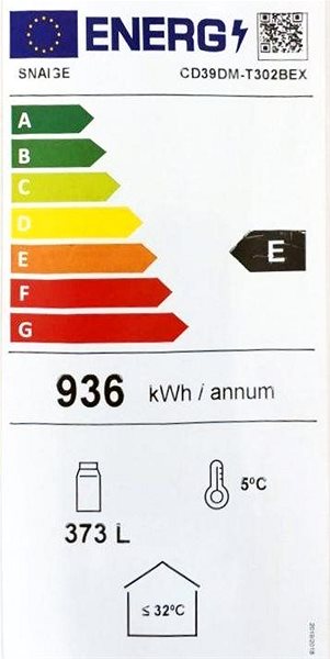 Hűtővitrin SNAIGE CD39DM-T302BEX Energia címke
