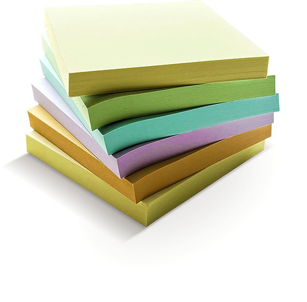 Notepad STICK'N BY HOPAX 76 x 76 mm, 6 x 100 sheets, mix of pastel colours.