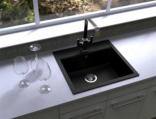 Set dřezu a baterie Sinks Solo 560 Metalblack + Vitalia ...