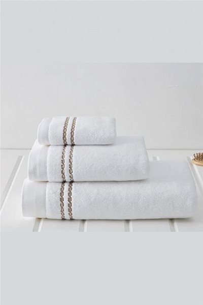 Osuška Soft Cotton – Darčeková súprava uterákov a osušky Chaine, 3 ks, bielo-béžová výšivka ...