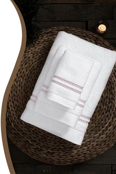 Osuška Soft Cotton – Darčeková súprava uterákov a osušky Chaine, 3 ks, bielo-ružová výšivka ...