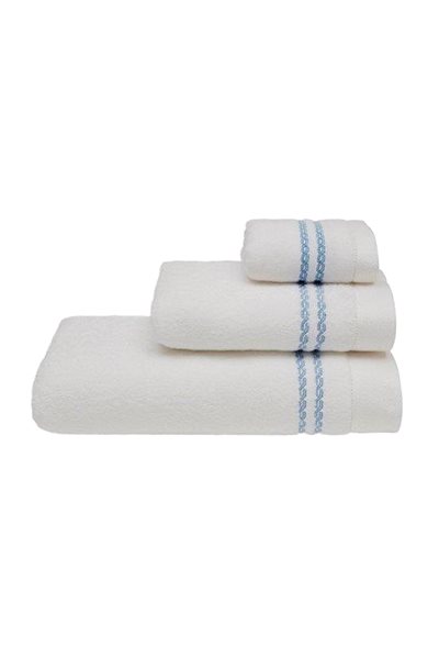 Osuška Soft Cotton – Darčeková súprava uterákov a osušky Chaine, 3 ks, bielo-modrá výšivka ...