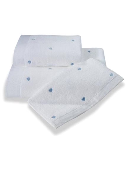 Osuška Soft Cotton – Darčekové balenie uterákov a osušky Micro Love, 3 ks, bielo-modré srdiečka ...
