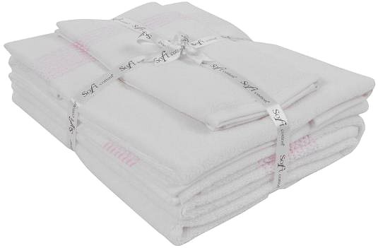 Uterák Soft Cotton darčeková súprava uterákov a osušky Aqua, 5 ks, biela/ružová ...