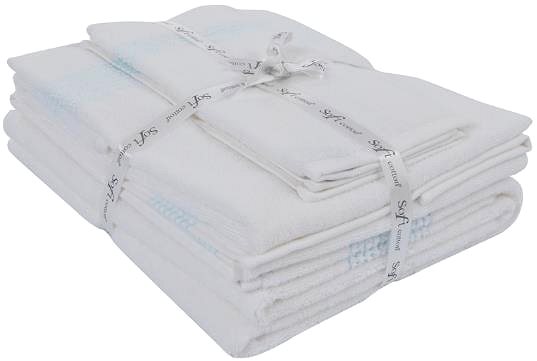 Uterák Soft Cotton darčeková súprava uterákov a osušky Aqua, 5 ks, biela/tyrkysová ...