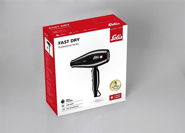 Hair Dryer Solis Fast Dry, Black Packaging/box