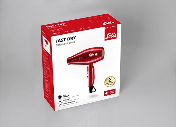 Hair Dryer Solis Fast Dry, Red Packaging/box