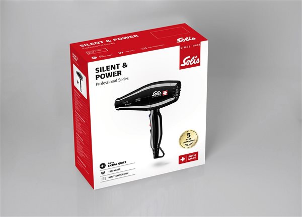 Hair Dryer Solis Silent & Power, Black Packaging/box