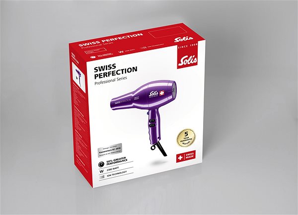 Hair Dryer Solis Swiss Perfection, Purple Packaging/box