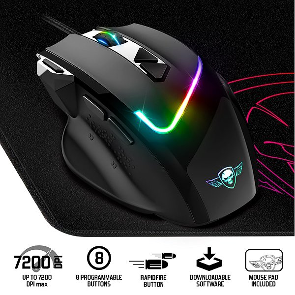 Spirit of Gamer PRO-M3 RGB+Egérpad fekete gaming mouse.