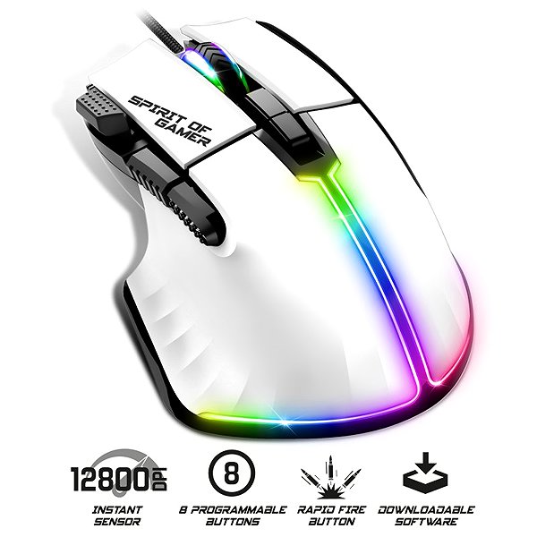 Spirit of Gamer PRO-M5 fehér gaming mouse.