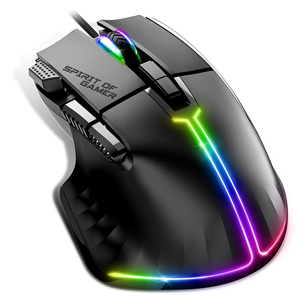Spirit of Gamer PRO-M5 RGB black gaming mouse.