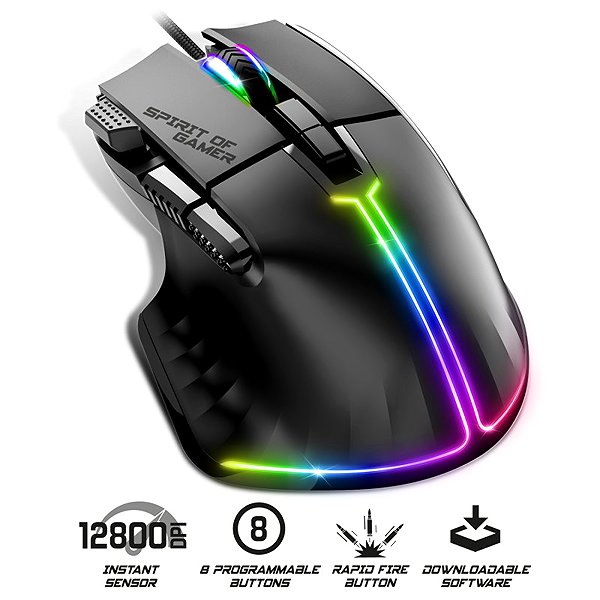 Spirit of Gamer PRO-M5 RGB black gaming mouse.