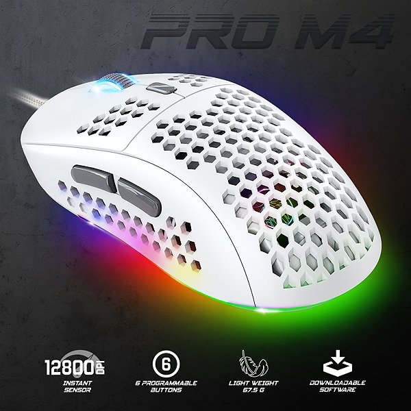 Gaming Mouse Spirit of Gamer S-PM4 RGB feher ...
