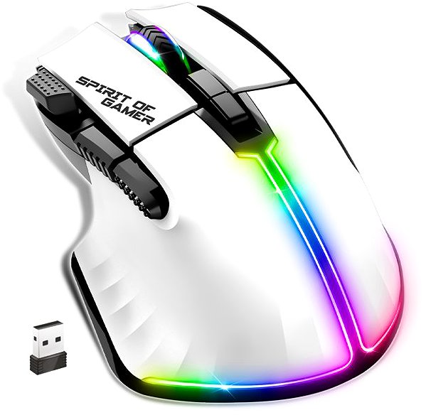 Spirit of Gamer PRO-M5 Wireless fehér gaming mouse.