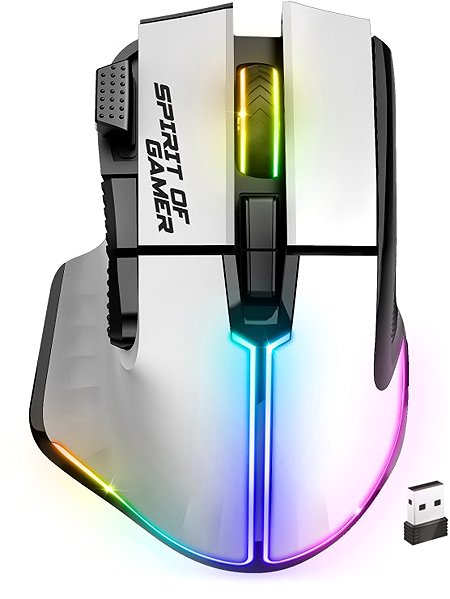 Spirit of Gamer PRO-M5 Wireless fehér gaming mouse.