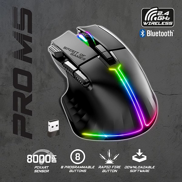 Gaming Mouse Spirit of Gamer PRO-M5 Wireless fekete ...