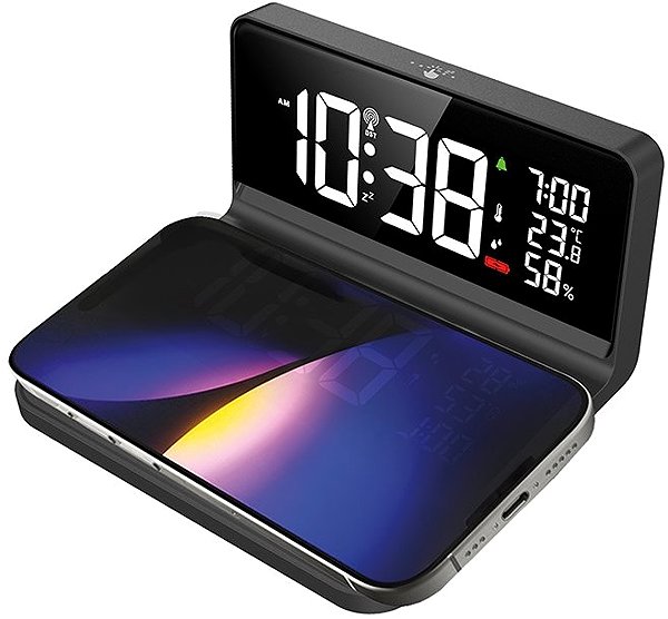 Solight Alarm Clock with Qi Wireless Charging.