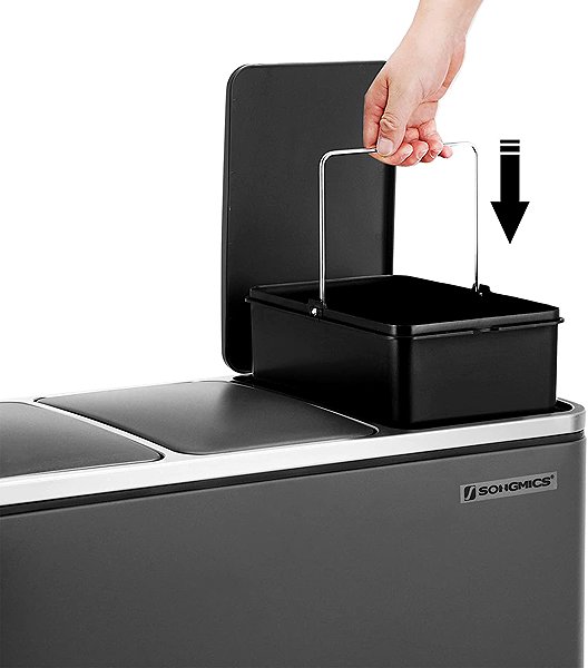 Rubbish Bin Songmics Recycle bin 54 l, black ...