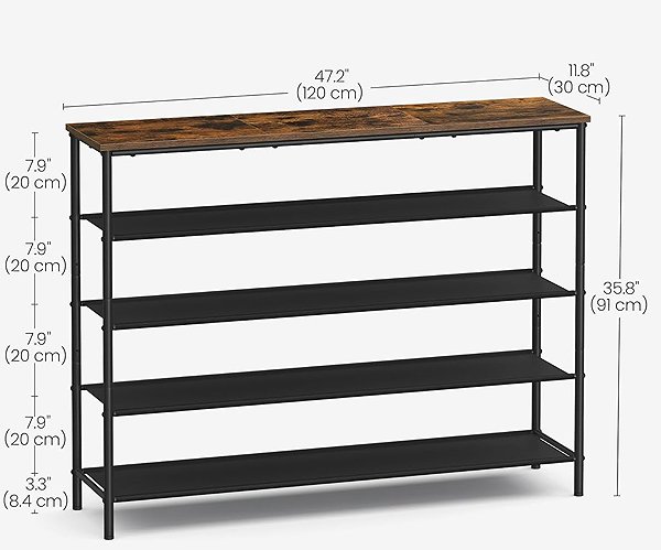 Shoe Rack Songmics Vasagle Kua 120 cm, brown/black ...