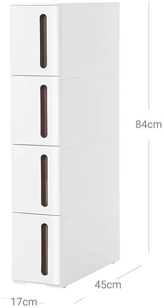 Shelving Unit Songmics Narrow trolley with 4 drawers 45 × 17 × 83 cm ...