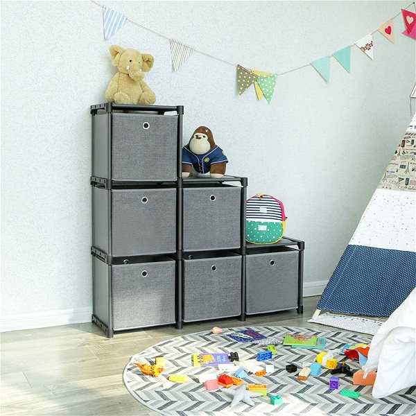 Shelf Songmics Shelf with 6 fabric boxes, 105 x 105 x 30cm ...