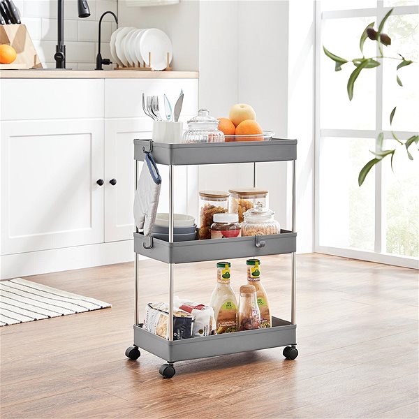 Shelf Songmics Mobile shelf, 3 shelves, grey ...