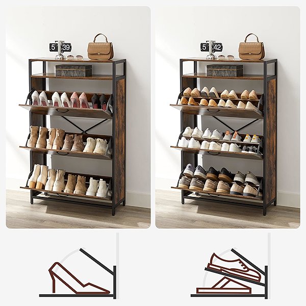 Shoe Rack Songmics Vasagle Ruudo, flip-up, brown ...