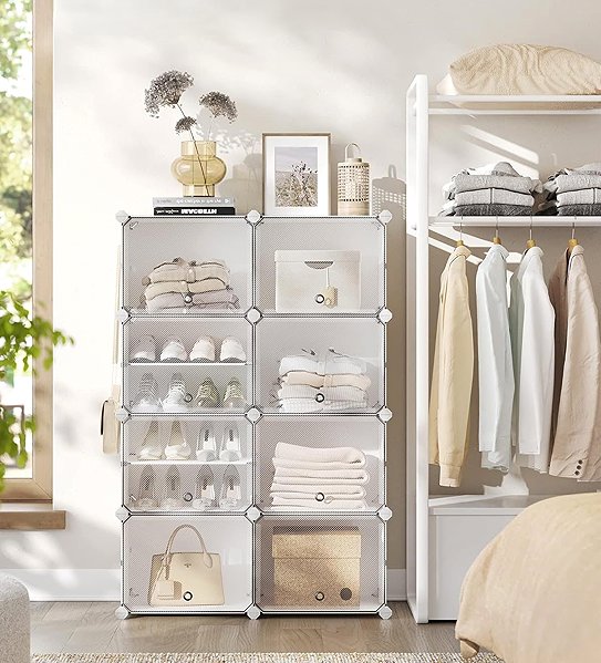 Shoe Rack Songmics Lux Modular shoe rack with 8 doors clear/white ...
