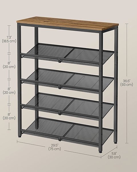 Shoe Rack Songmics Vasagle Lorado 93 cm honey brown/black ...